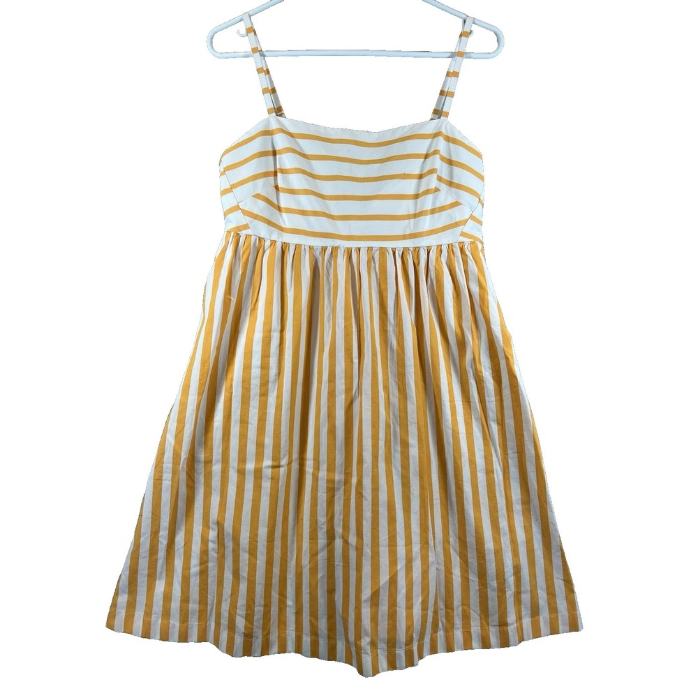 J Crew Dress Strappy Tie Back Mini Yellow White‎ Sz 6 BR909 Summer Sundress